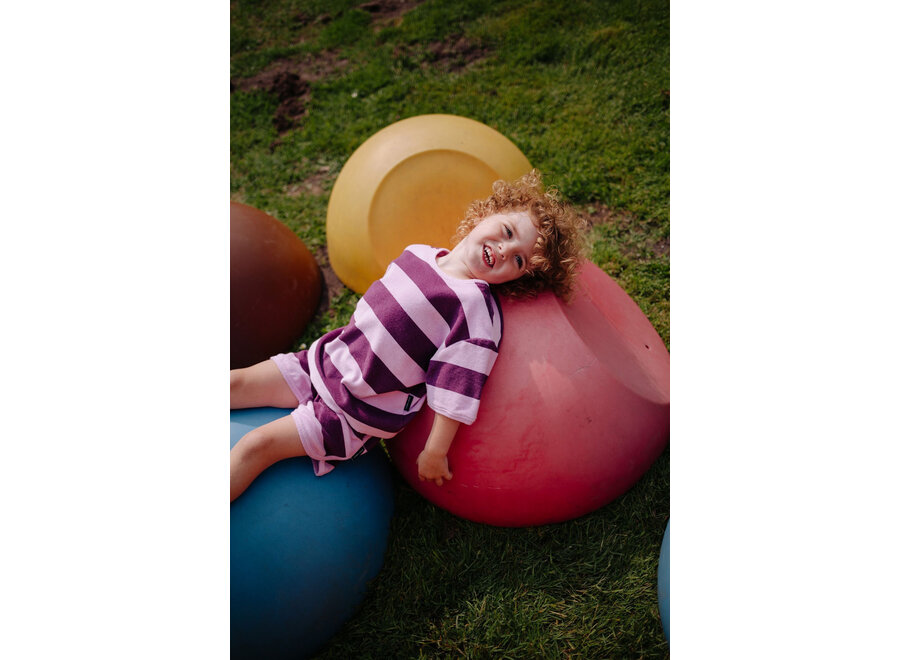 Striped towel T-shirt - Plum