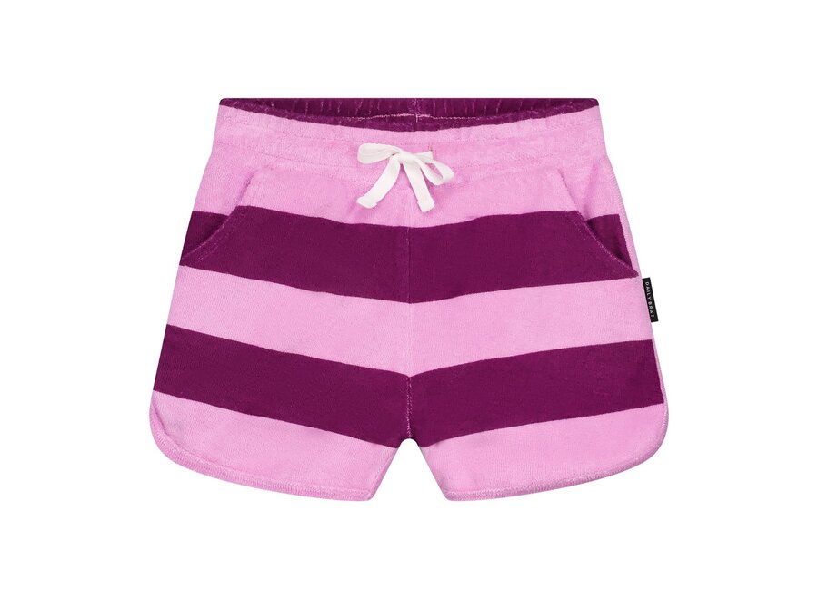 Striped towel T-shorts - Plum