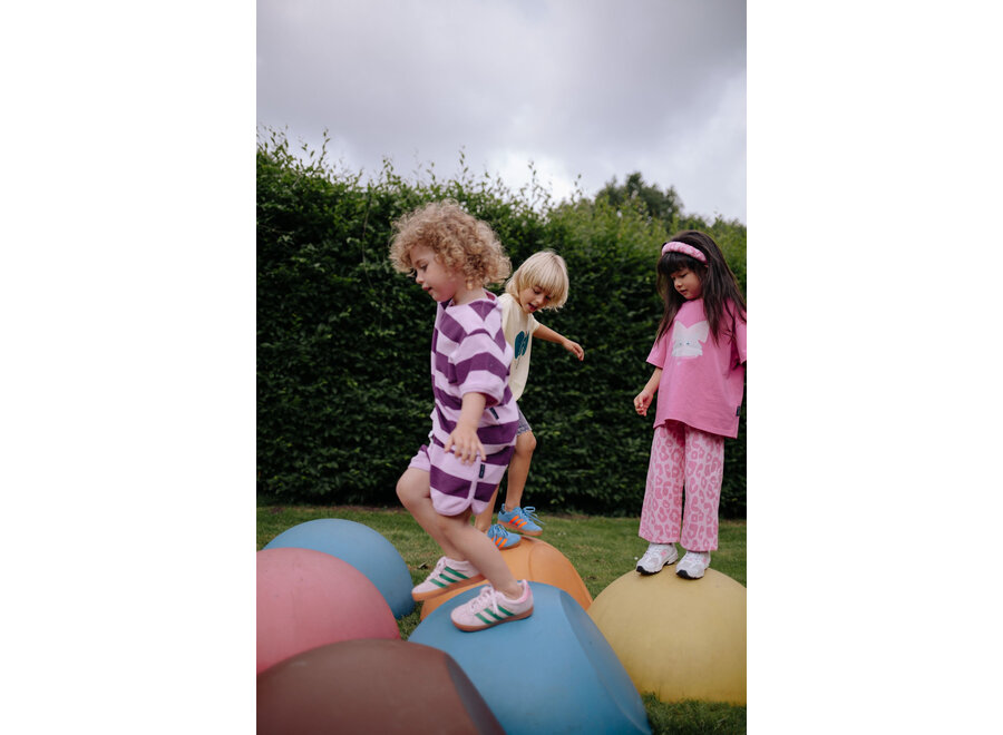 Striped towel T-shorts - Plum