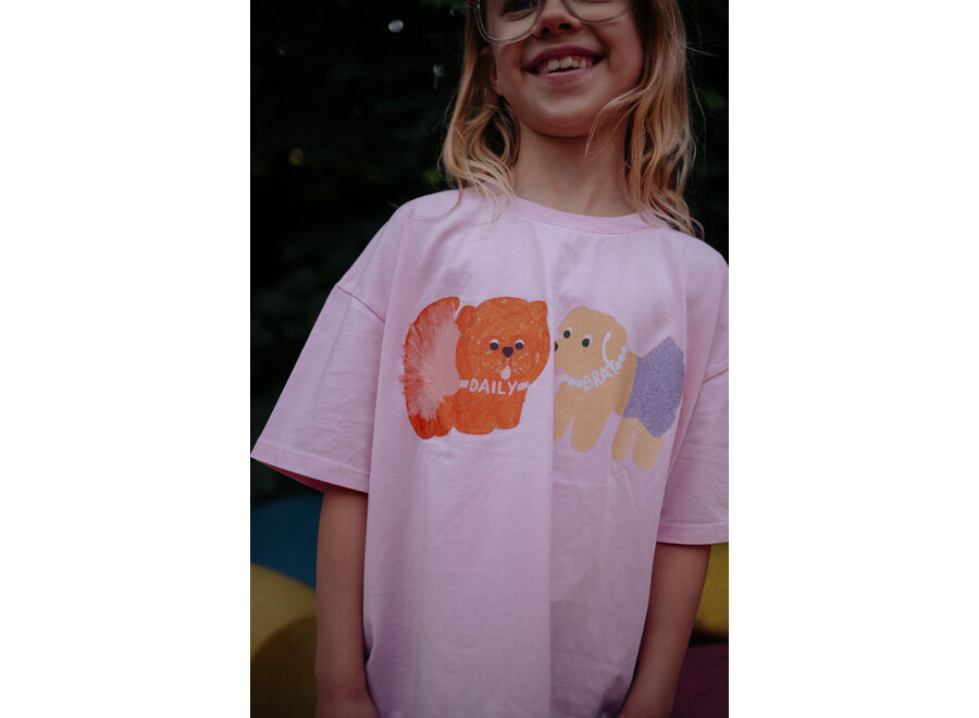 Puppy posse T-shirt - Tender pink
