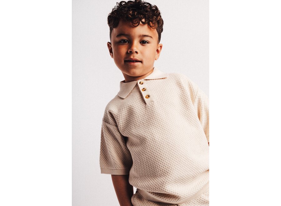 Fygo gebreide polo - White coconut