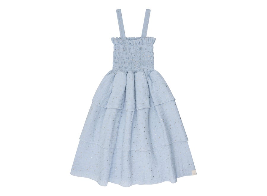 Ruffle dress - Blue & Gold