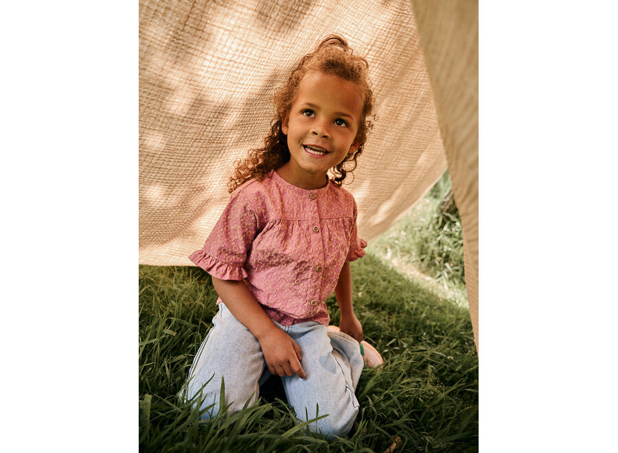Shirt ruffle broderie - Heather rose