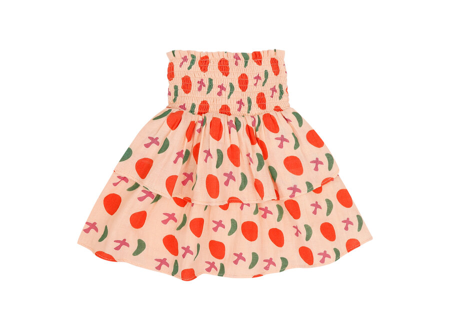 Elle skirt - Bird AOP peach orange