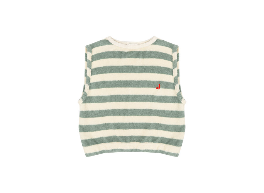 Eve sleeveless T-shirt - Sage green off white stripe