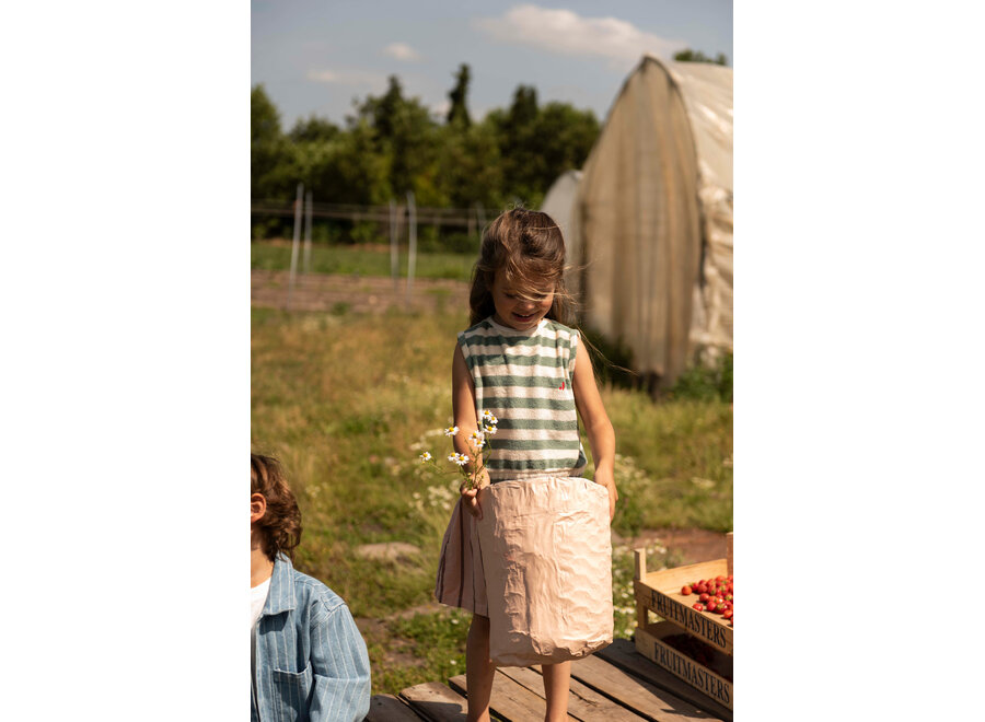 Eve sleeveless T-shirt - Sage green off white stripe