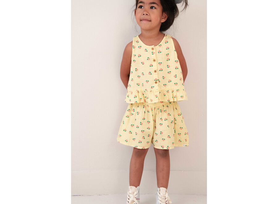 Sofie top - Flower AOP soft yellow