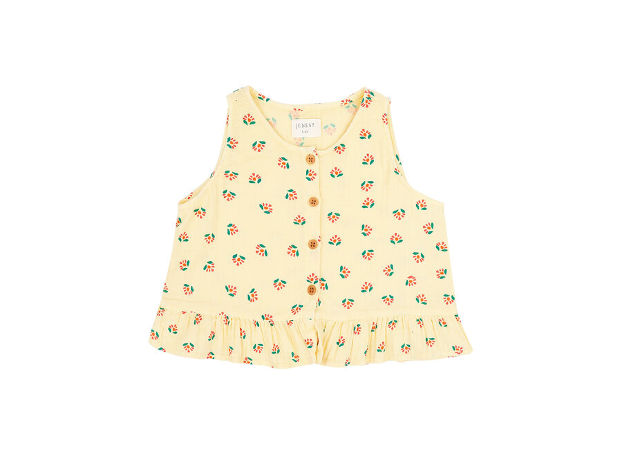 Sofie top - Flower AOP soft yellow