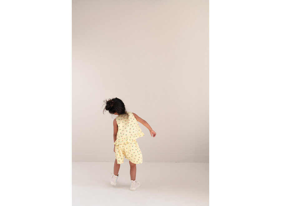 Sofie top - Flower AOP soft yellow