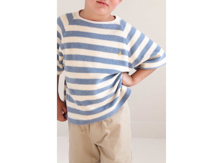 To T-shirt - Water blue off white stripe