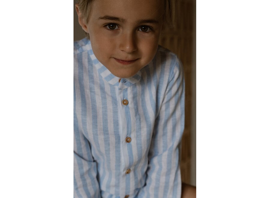 Parker blouse - Blue linnen stripe