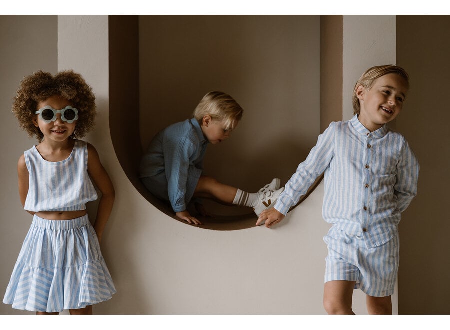 Parker blouse - Blue linnen stripe