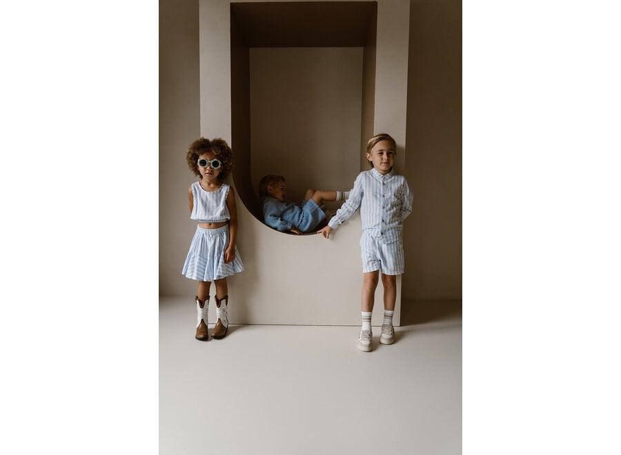 Parker blouse - Blue linnen stripe