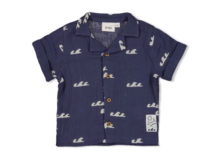 Blouse mousseline AOP - Indigo