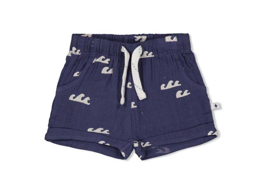 Short mousseline AOP - Indigo