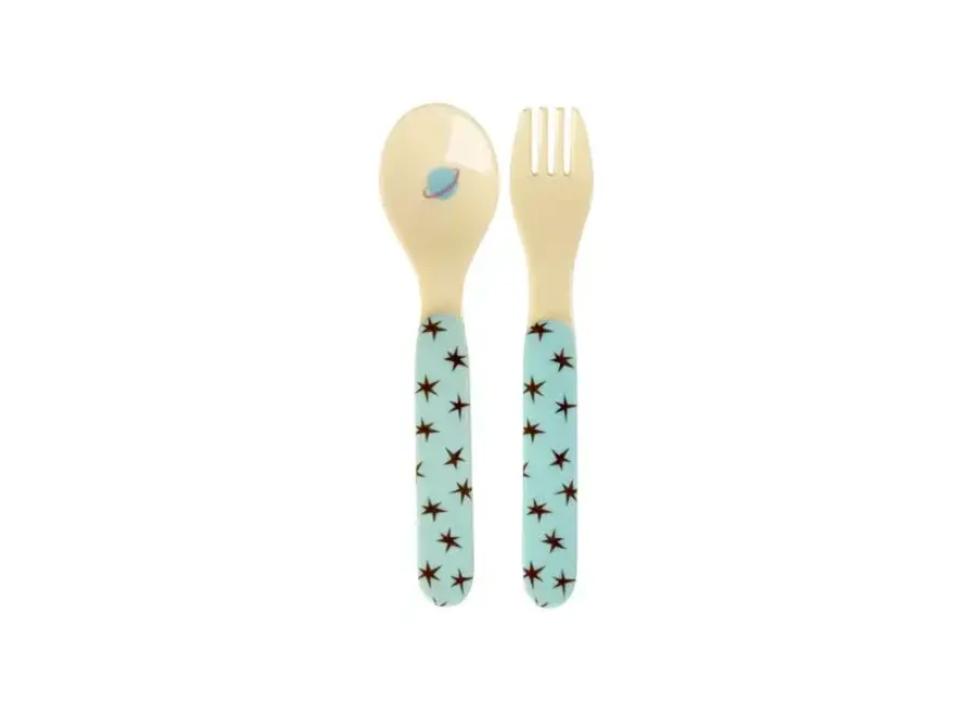 Melamine spoon and fork - Space print