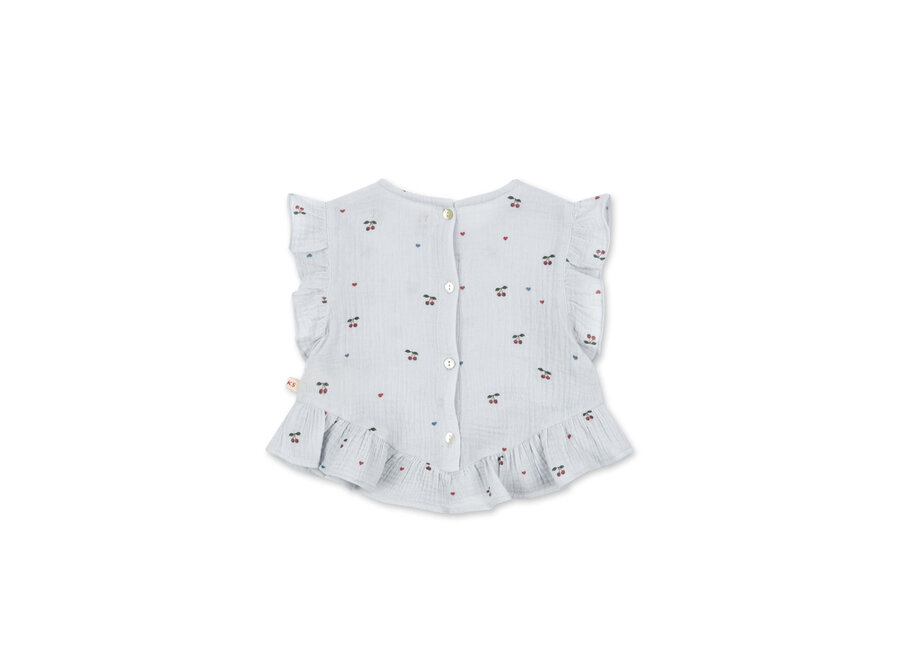 Coco top - Cherry blue coeur