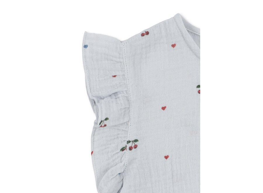 Coco top - Cherry blue coeur