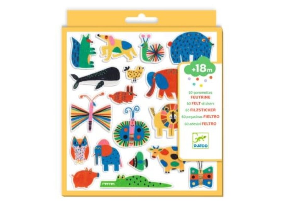 60 vilten stickers - Dieren