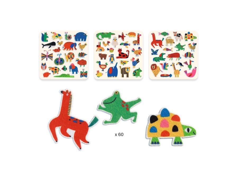 60 vilten stickers - Dieren
