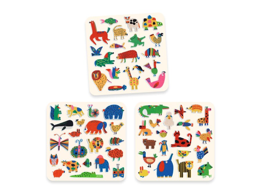 60 vilten stickers - Dieren