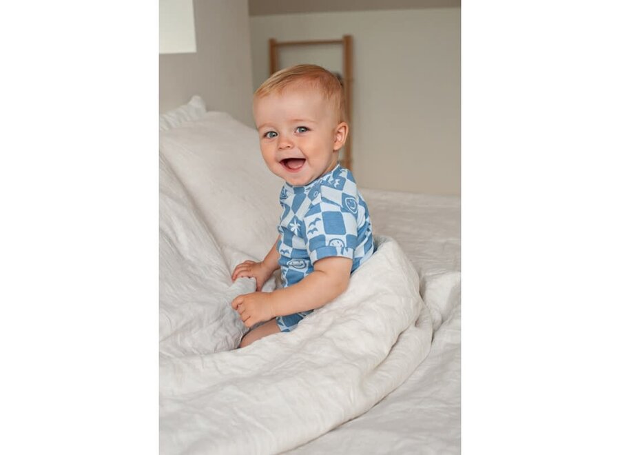 Baby pyjama blauw- Chase check