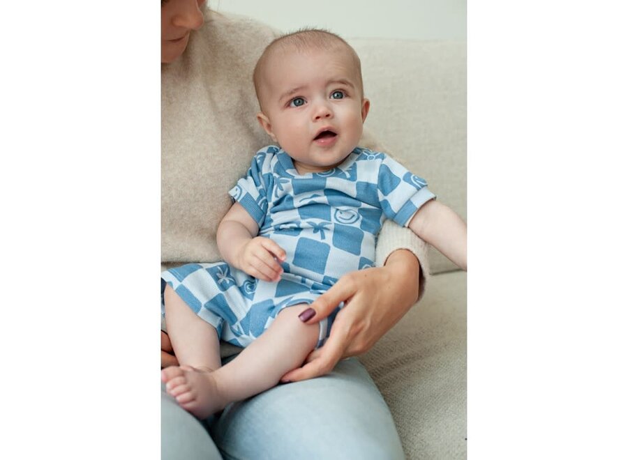 Baby pyjama blauw- Chase check