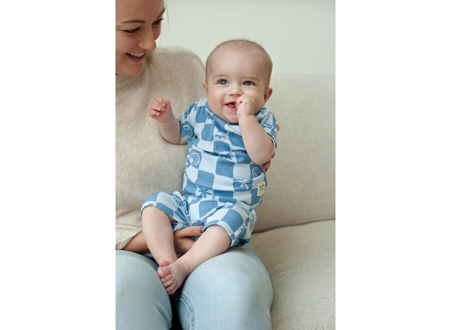 Baby pyjama blauw- Chase check