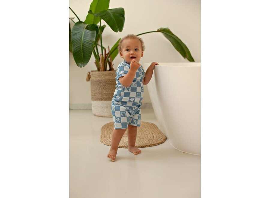 Baby pyjama blauw- Chase check