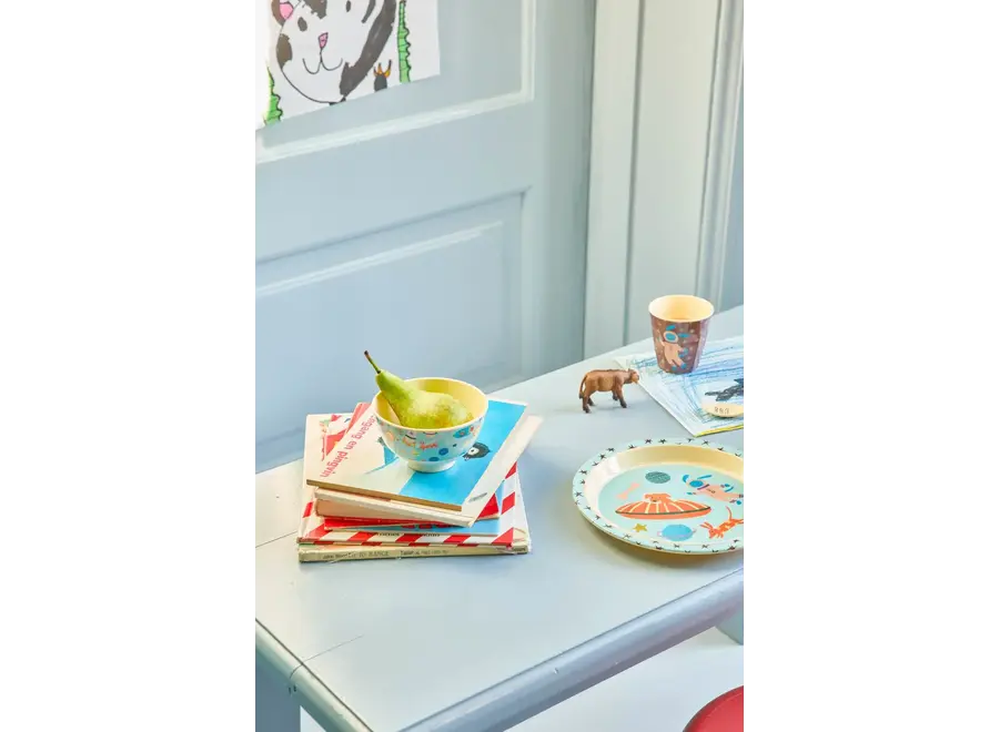 Small melamine bowl - soft blue - Dogs in space
