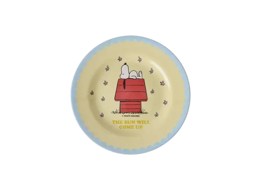 Round side plate - Cream - Snoopy print