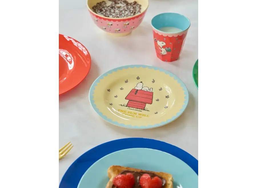 Round side plate - Cream - Snoopy print