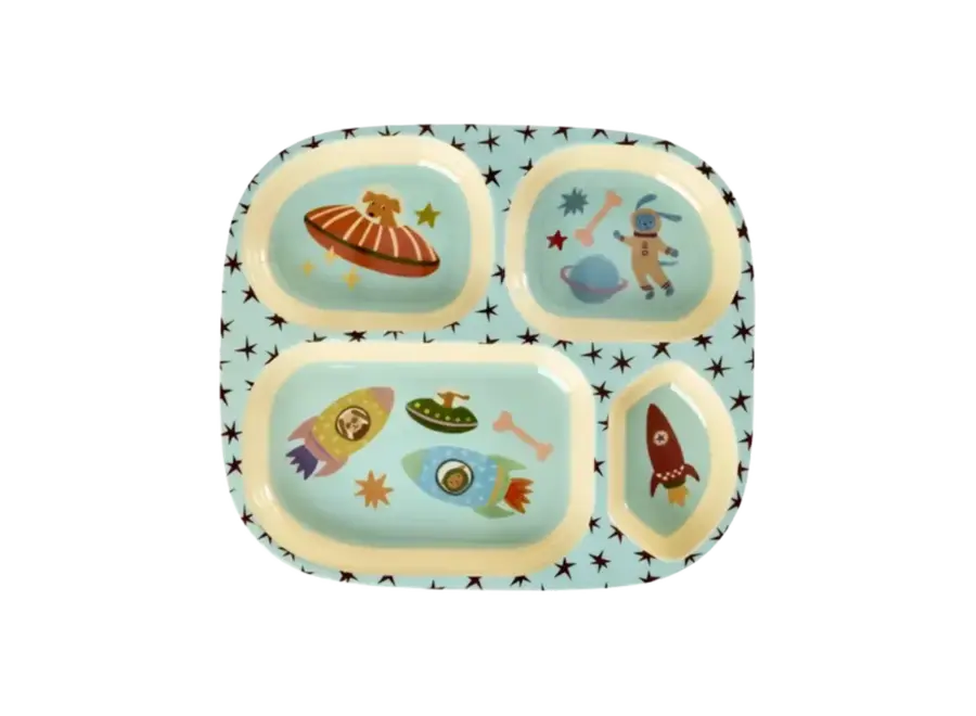 Kids 4 room plate - Dogs in space print