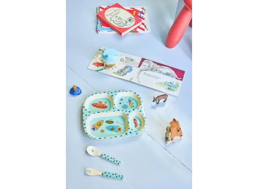 Kids 4 room plate - Dogs in space print