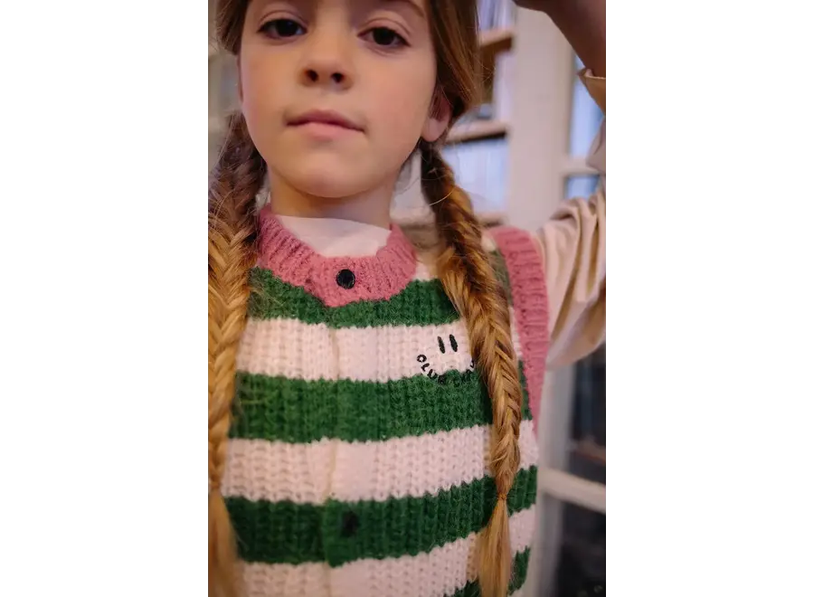 Knitted vest stripes - Deep green