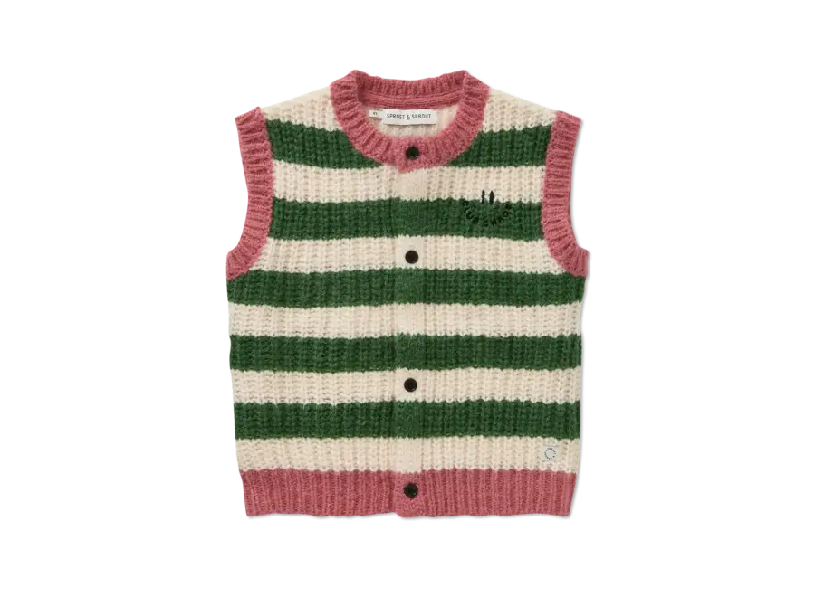 Knitted vest stripes - Deep green
