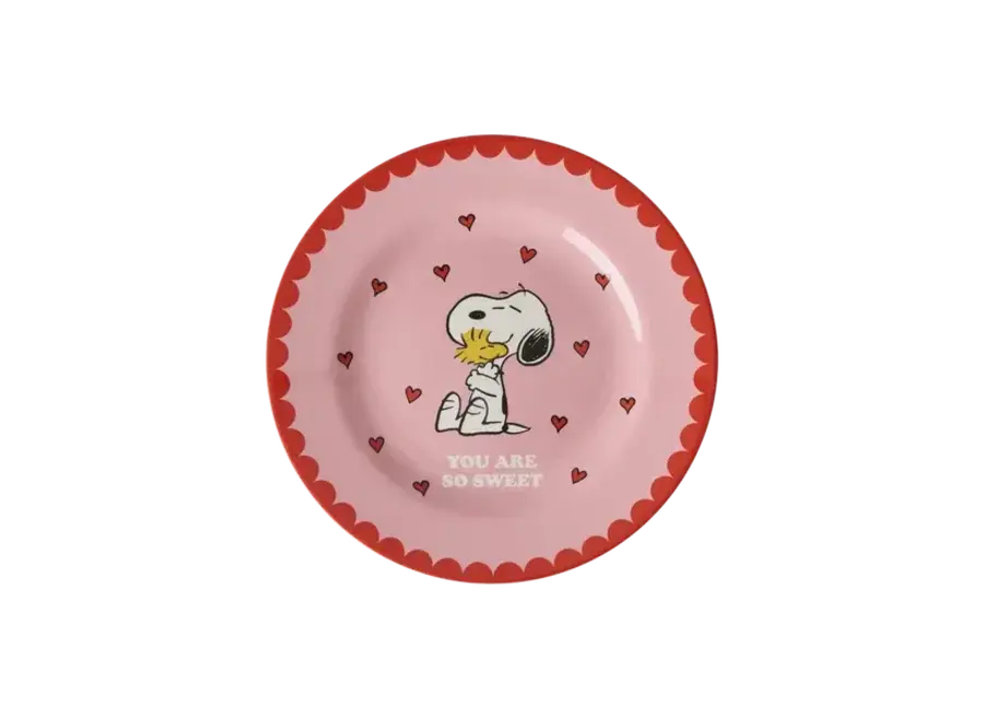 Round side plate - Pink - Snoopy print