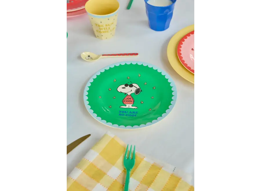 Round side plate - Green - Snoopy print