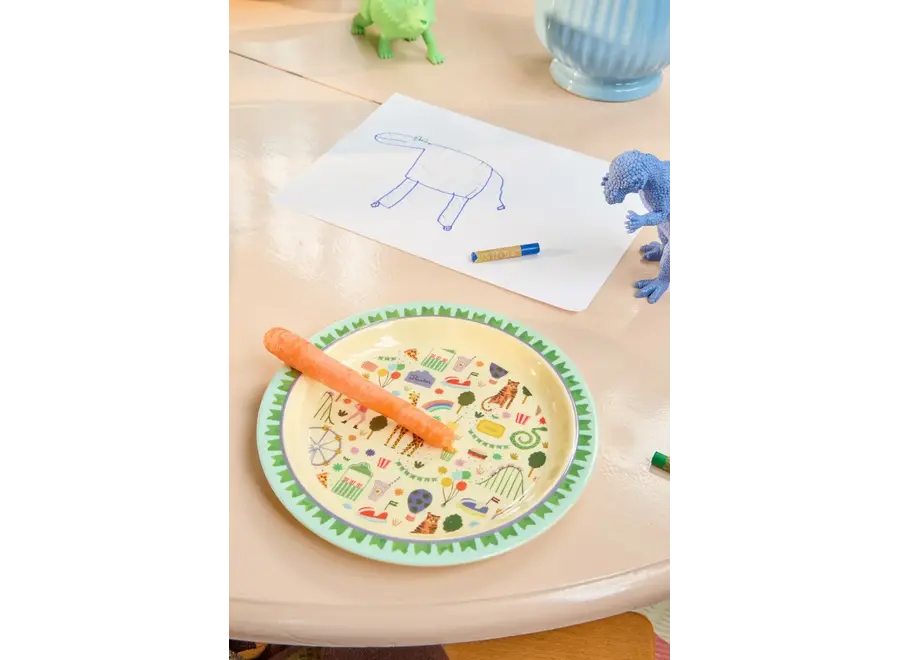 Kids plate - Mint - Fun fair print
