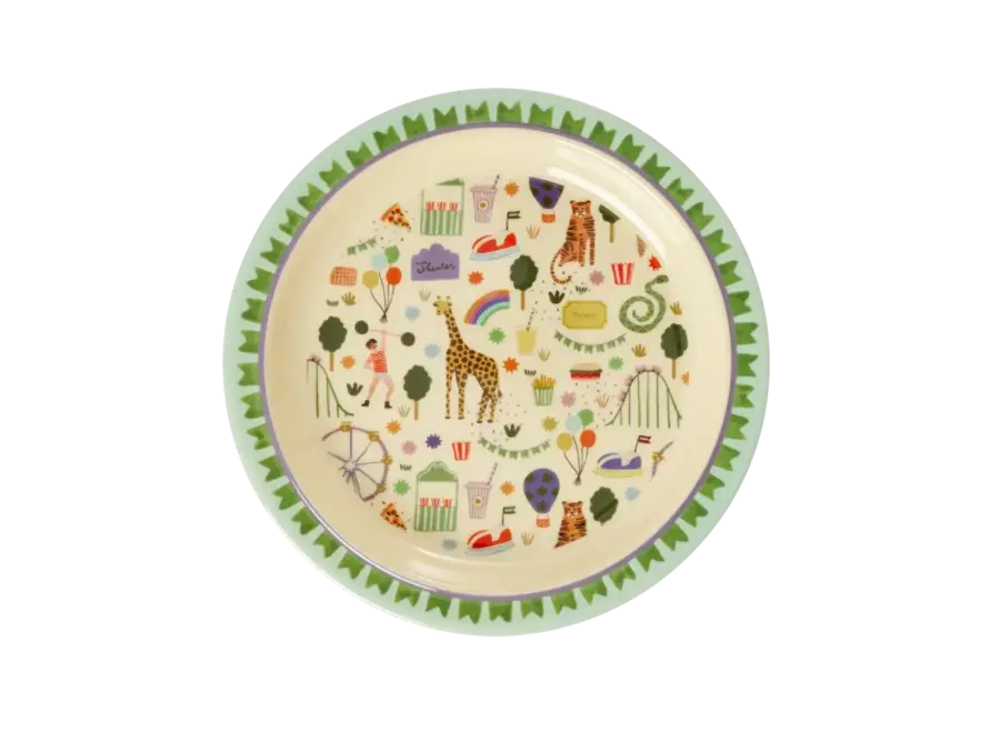 Kids plate - Mint - Fun fair print