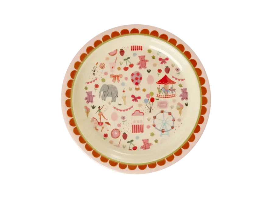 Kids plate - Pink - Fun fair print