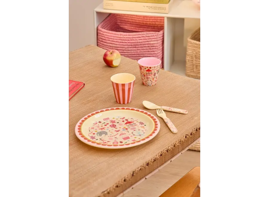 Kids plate - Pink - Fun fair print