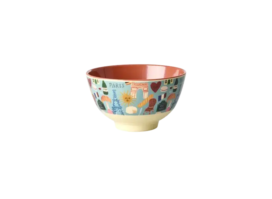 Melamine bowl small - Soft blue - Paris mon amour print (300ml)