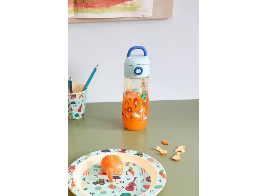 Tritan drinking bottle - Blue - ABC print