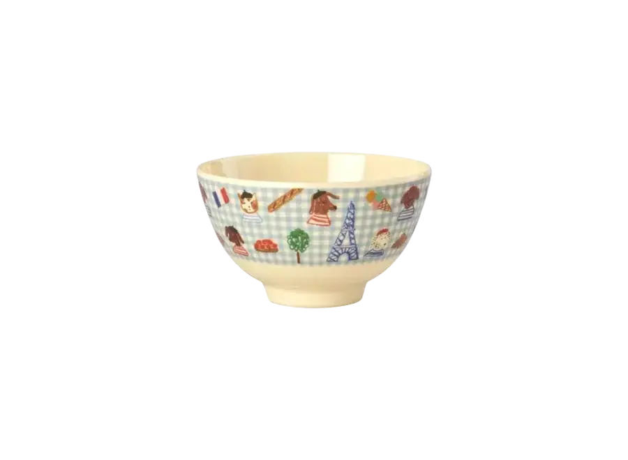 Melamine bowl small - Blue - Kids in Paris print (300ml)