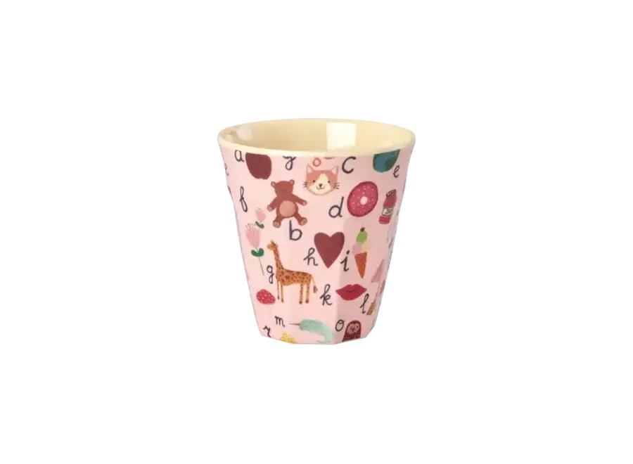 Melamine cup - Pink - ABC print