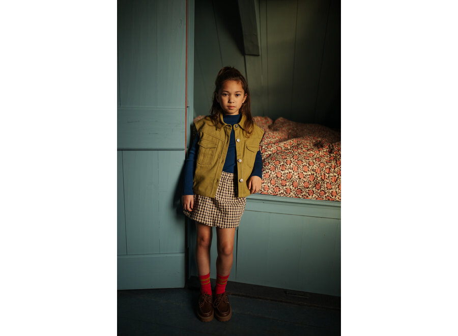 Cargo ballon skirt - Check beige/blue