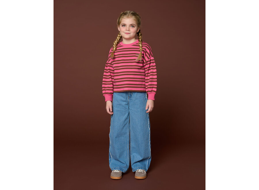 Easy sweater stripe - Pink/ brown