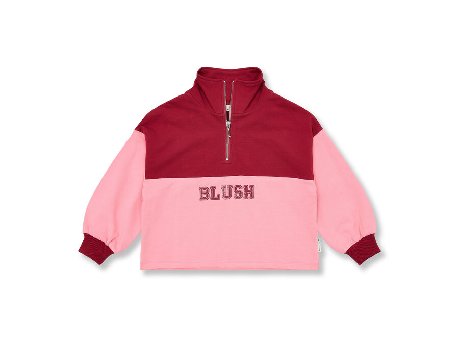Zipper sweater 'Blush' - Color block