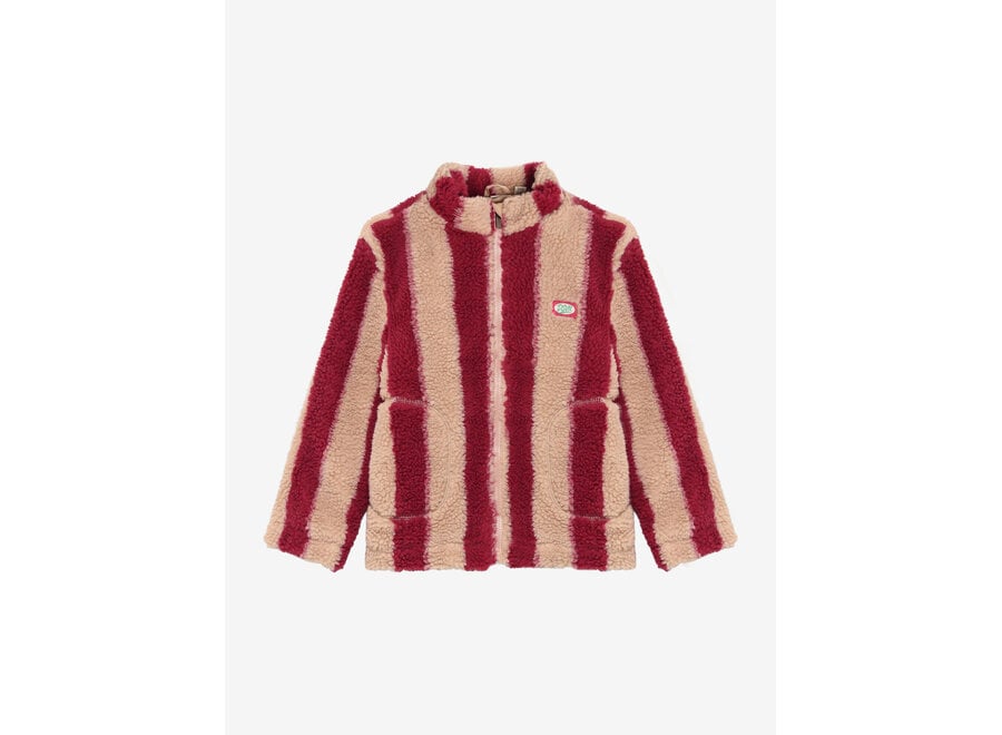 Striped teddy jacket - Rythmic red